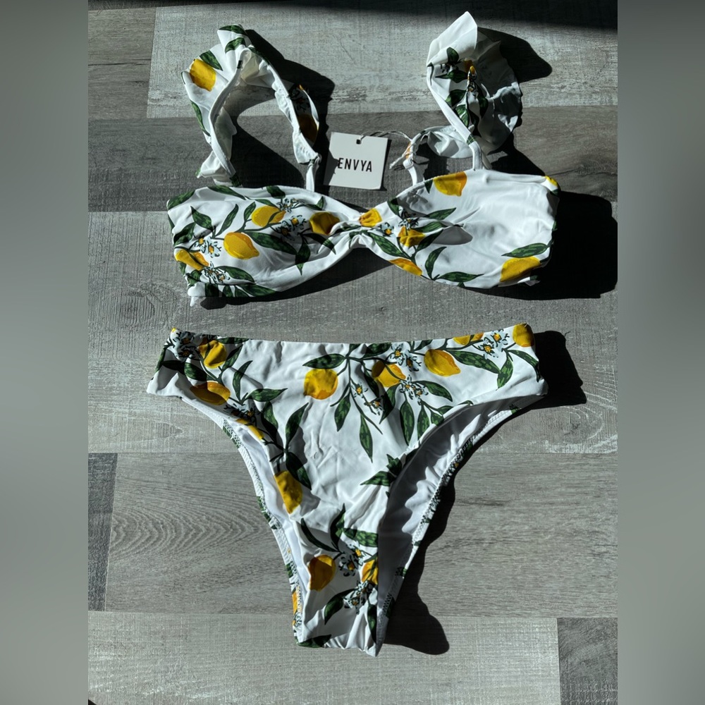 White with lemons bikini swimsuit